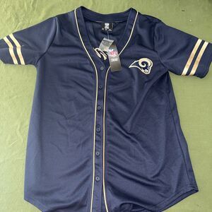 St Louis Rams NFL Short Sleeve Button Front Jersey Women's Size M
